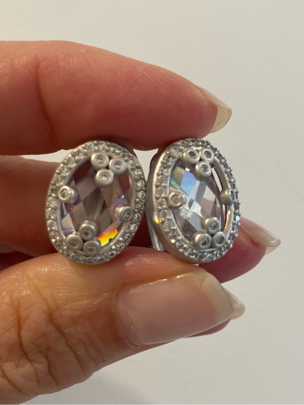 Freida Rothman crystal clip on earrings